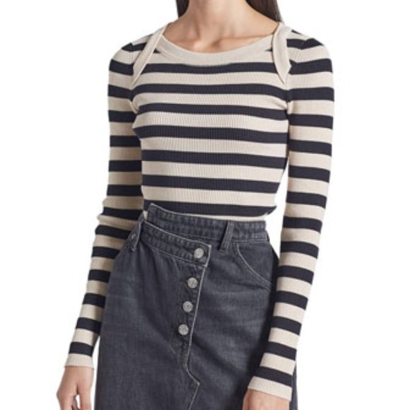 Current/Elliott Sweaters - Current/Elliott The It Girl Striped Cotton Top Sweater